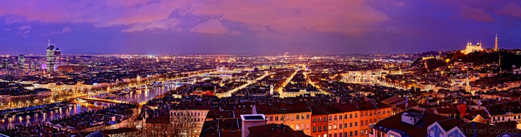Photo d'art Lyon de nuit, panoramique - © Lionel Caracci Krom Galerie