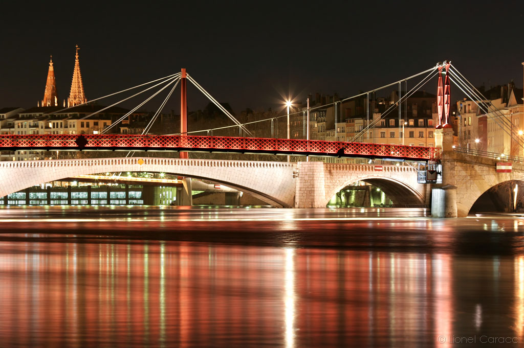 Photo de Lyon la nuit, ponts de Saône - Photographies d'art de Lionel Caracci, Krom Galerie Lyon