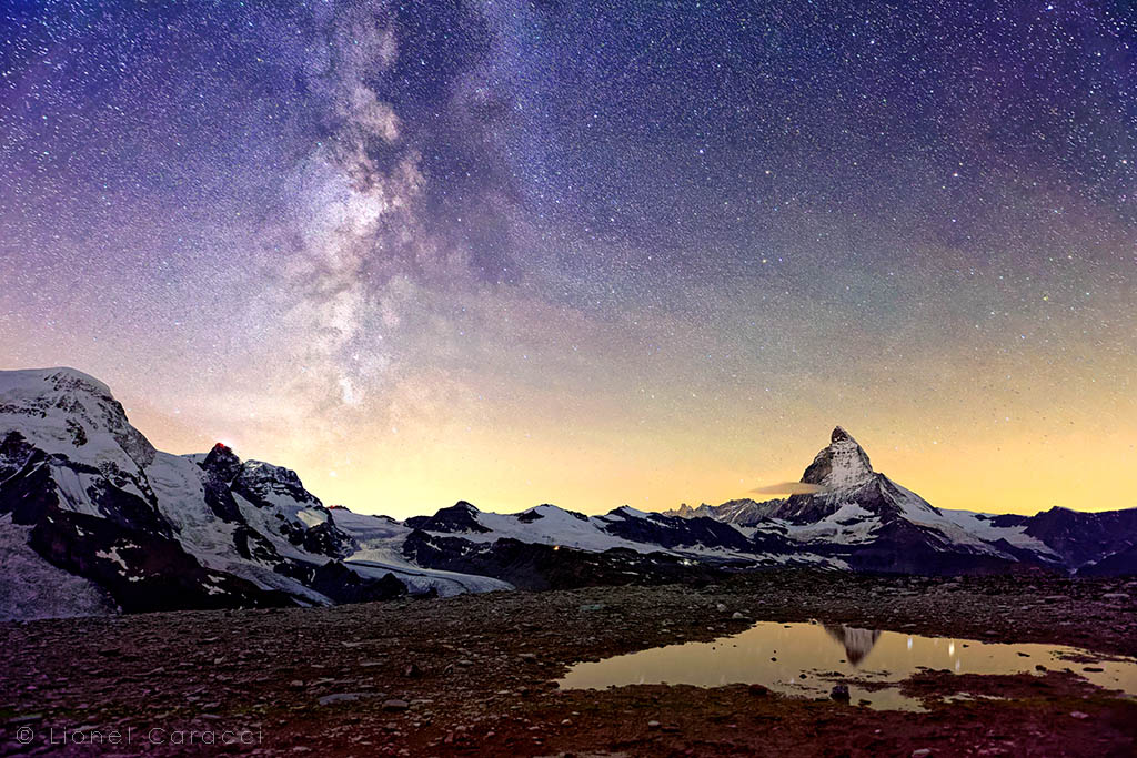 Photo des Alpes - Cervin et Voie Lactée - © Lionel Caracci Krom Galerie