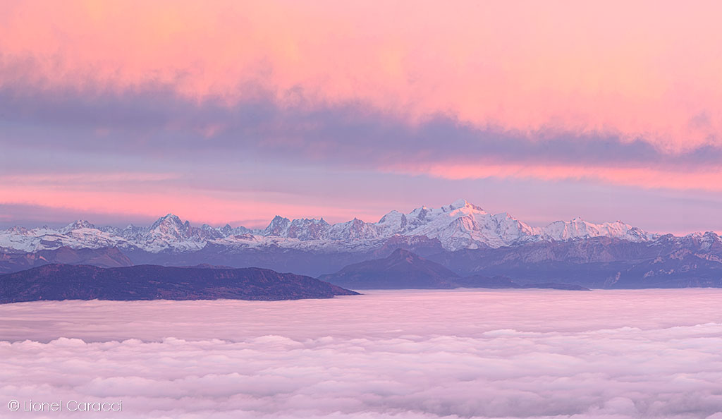 Photo du Mont-Blanc au crépuscule (Alpes) - Photographies d'art de Lionel Caracci, Krom Galerie Lyon